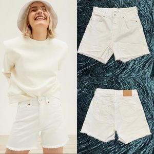 H&M White High Waist Denim Shorts